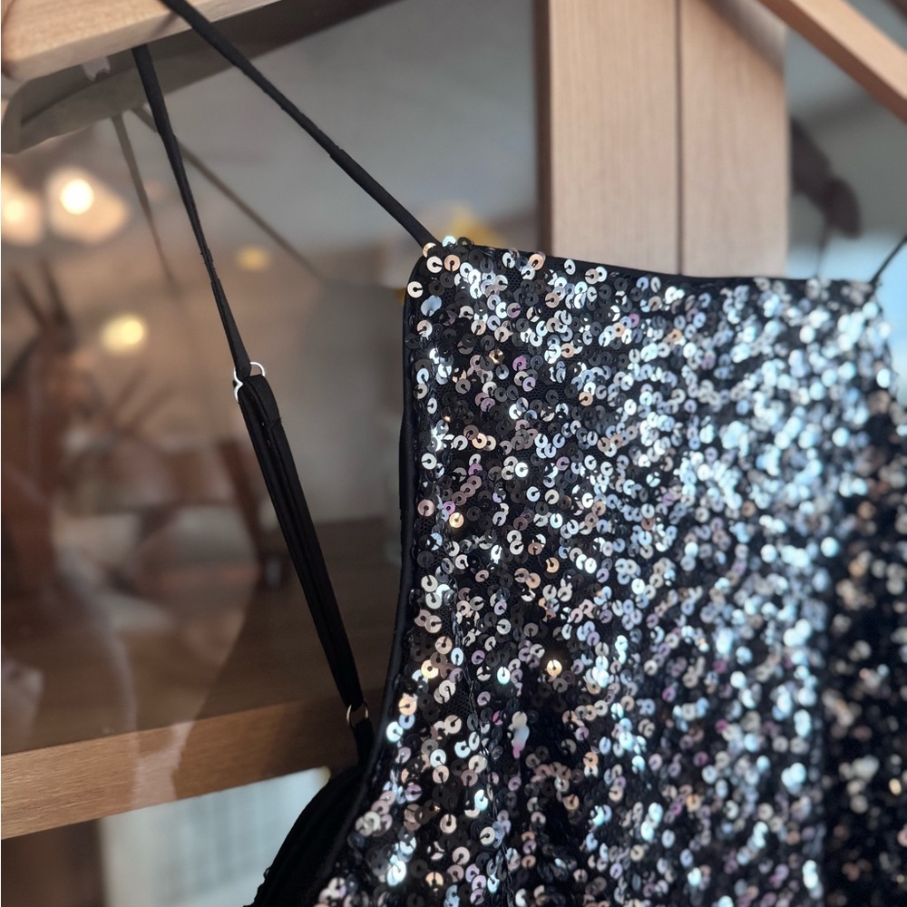 Blashe Black & Silver Halter Mini Dress BD05472 | Large Sparkly Party Cocktail - Picture 2 of 14
